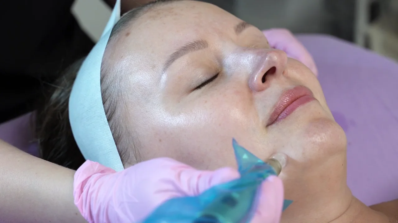 A real medical microneedling treatment being performed at LESIQUE SPA.